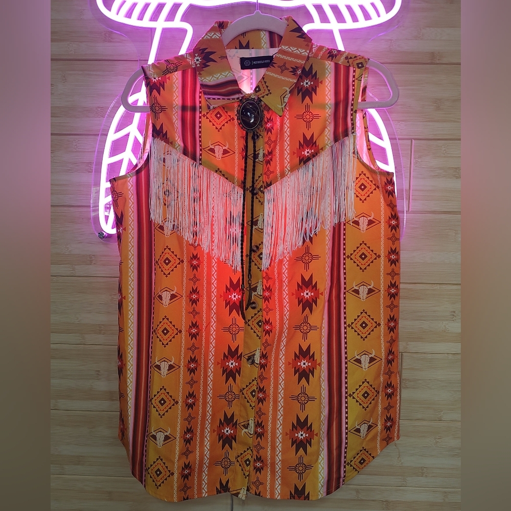 Women's Fringe Western Yellow Blouse